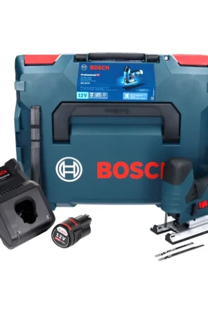 Promotion Saisonnière Bosch GST 12V-70 Professional Scie sauteuse sans fil avec boîtier L-Boxx + 1x Batterie GBA 12 V 3 Ah + Chargeur rapide GAL 1230 CV