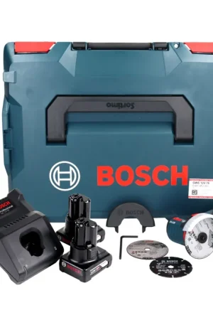 Bosch GWS 12V-76 Professional Meuleuse angulaire sans fil 12 V 76 mm Brushless + 2x batterie 6,0 Ah + chargeur + L-Boxx Meilleure Vente