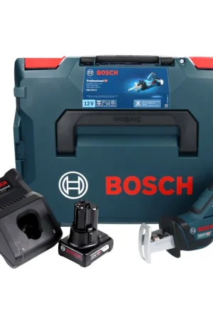 Bosch GSA 12V-14 Li-Ion Professional Scie sabre sans fil Boîtier L-Boxx + 1x Batterie GBA 12 V 6,0 Ah + Chargeur GAL 1230 Expédition Rapide