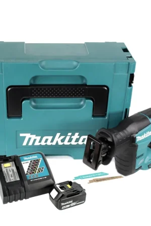 Affaire À Saisir Makita DJR 188 RTJ Brushless Li-ion Scie récipro sans fil 18 V + Coffret Makpac + 1x Batterie 5,0 Ah / 5000 mAh + Chargeur Makita DC 18 RC