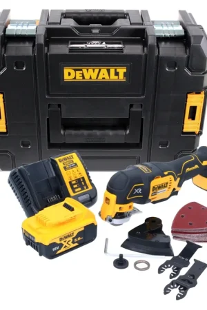 Meilleur Choix DeWalt DCS355P1 Outil oscillant multi-cutter sans fil 18V Brushless + 1x Batterie 5,0Ah + Chargeur + Coffret TSTAK + Accessoires 29 pcs.