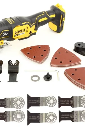 Petit Prix DeWalt DCS 355 N Oscillateur sans fil Multitool 18 V Brushless + 29 pieces d'accessoires + 6x lames - sans batterie, sans chargeur