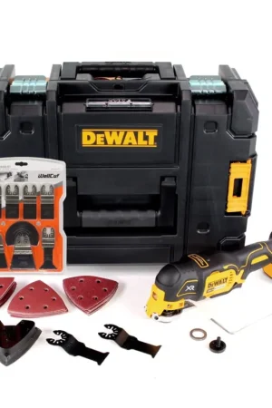 Dernier Modèle DeWalt DCS 355 NT Oscillateur sans fil Multitool 18 V Brushless + TSTAK + 29 pcs. d'accessoires + 6x lames - sans batterie, sans chargeur