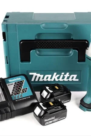 Makita DJS 161 RMJ 18 V Li-Ion Cisaille métal avec Coffret de transport Makpac + 2x Batteries 4,0 Ah + Chargeur Certifié