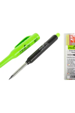 Meilleure Vente Pica DRY Longlife Marqueur de chantier automatique pour artisans professionnels + 1x 8 pièces de rechange Basis-set colorés