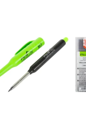 Pica DRY Longlife Marqueur de chantier automatique pour artisans professionnels avec mine graphite + 1x 10 mines spéciales de recharge résistantes aux jets d'eaux Prix Promo