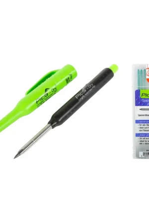 Pica DRY Longlife Marqueur de chantier automatique pour artisans professionnels avec mine de graphite + 1 x 8 mines speciales résistantes aux jets d'eaux Usine Directe