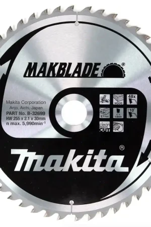 Makita MAKBLADE Lame de scie circulaire pour bois 255 x 30 x 2,1 mm, 48 dents ( B-32699 ) Commande En Gros