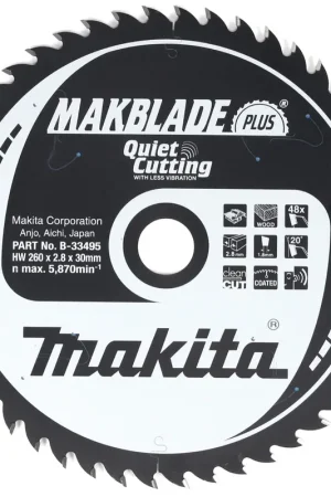 Remise Makita MAKBLADE Lame de scie circulaire pour bois 260 x 30 x 2,8 mm, 48 dents ( B-33495 )