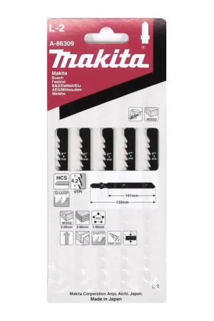 Seulement Aujourd'hui Makita L-2 Lame de scie sauteuse pour bois pour scie sauteuse avec porte-outil T-Schaft - 5 pcs. ( A-86309 )
