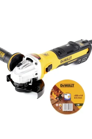 DeWalt DWE 4369-QS 1700 W Meuleuse d'angle 125 mm + 10x Disques à tronçonner Métal Dewalt DT 3507 125 x 1,0 mm Authentique