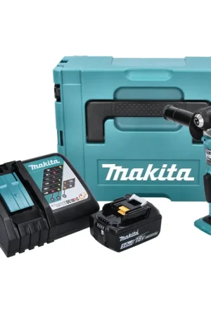 Makita DDA 351 RT1J Perceuse angulaire sans fil 18 V 13,5 Nm + 1x Batterie 5,0 Ah + Chargeur + Coffret Makpac Vente Directe