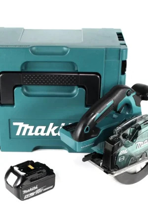 Authentique Makita DCS 553 T1J Scie circulaire portative à métaux sans fil 18V 150 mm Brushless + 1x batterie 5,0Ah + Makpac - sans chargeur