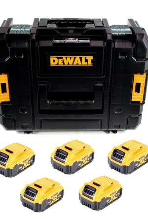 Meilleur Prix DeWalt DCB184P5 Set professionnel sans fil : + 5x Batteries 18V 5,0Ah + TSTAK II DWST1-70703