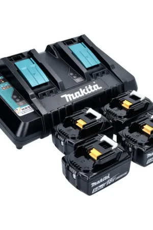 Makit Kit Li 18V - 4x Batteries BL1850B 5,0Ah + DC18RD Chargeur double ( 199483-0 ) Prix Réduit