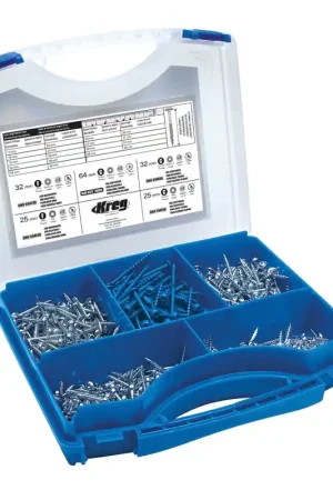 Expédition Rapide KREG Pocket-Hole Assortiment de vis à perforer - 675 pièces ( SK03 ), Entraînement carré, Taraudage partiel