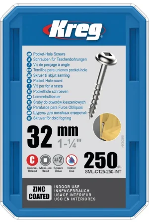 KREG Vis à tête cylindrique bombée 32 mm 250 pièces (SML-C125-250) Dernière Chance