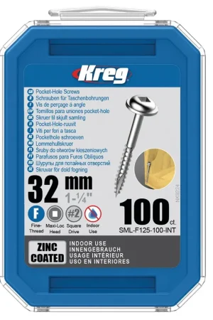 KREG Vis à tête cylindrique bombée 32 mm - 100 pièces (SML-F125-100) Retour Gratuit