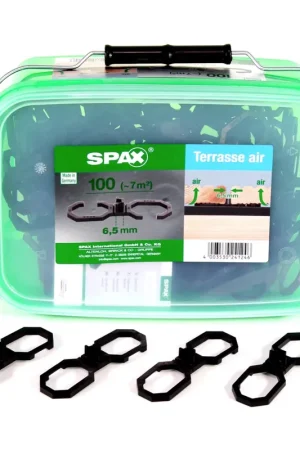 Prix Bas SPAX Terasse Air Espaceur 6,5mm Ventilation pour planches de bois Terasse L en coffret à anse 100 pcs. (5009422565009)