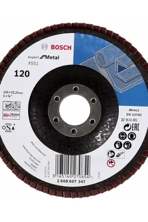 Bosch Plateau, disques à lamelles X551 Expert for Metal 125mm, K120 - 10 Pièces ( 2608607347 ) Commander Vite