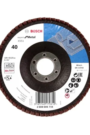 Bosch X551 Disques à lamelles Expert pour métal 125mm, K40, 50 pièces ( 50x 2608606716 ) Haute Qualité