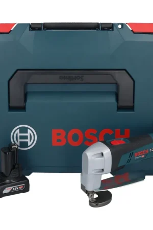 Bosch GSC 12V-13 Cisaille à tôle sans fil 12V avec clé à six pans + 1x Batterie 6,0 Ah + Coffret L-BOXX - sans chargeur rapide Marque