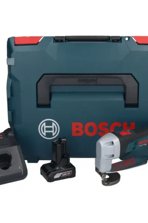 Bosch GSC 12V-13 Cisaille à tôle sans fil 12V avec clé à six pans + 1x Batterie 6,0 Ah + Chargeur + Coffret L-BOXX Top Vente