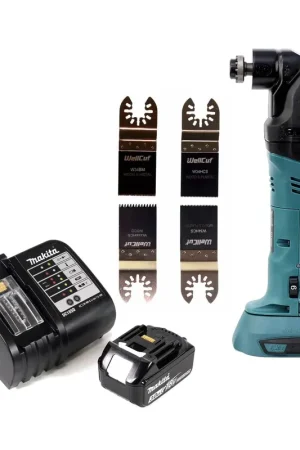 Makita DTM50SF1 Outil multifonctions sans fil 18V Solo + 1x Batterie 3,0Ah + Chargeur + 4x Lames de scie Offre Spéciale