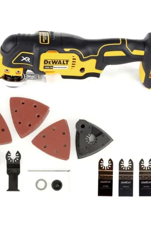 Vente Directe DeWalt DCS 355 N Oscillateur sans fil Multitool 18 V Brushless + 29 pces accessoires + 4x lames - sans batterie, sans chargeur
