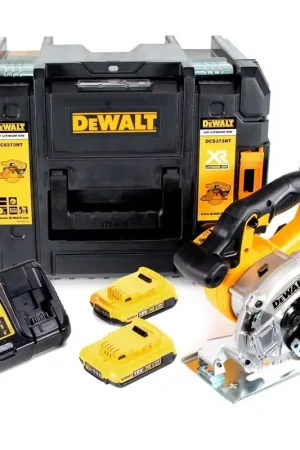 Dewalt DCS 373 D2 Scie circulaire sans fil en métal 18V 140 x 20 mm 460W + 2x Batteries 2,0Ah + Chargeur + Lame de scie + Coffret de transport Quantité Limitée