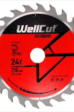 WellCut WC-M2163024 TCT Lame de scie 216 x 2,4 x 30 mm, 24 dents Dernier Modèle