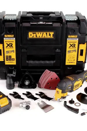 Produit De Marque DeWalt DCS 356 NT Outil multifonction oscillant sans fil 18V Brushless + 35 pièces d'accessoires + 1x Batterie 4,0 Ah + Coffret de transport - sans chargeur