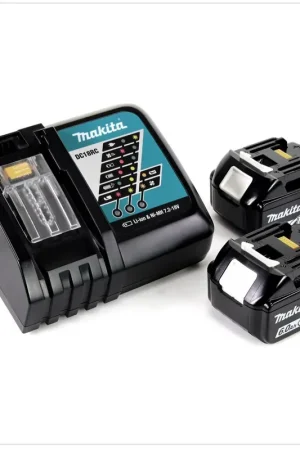 Makita Power Source Kit Li 18V: 2x Batteries BL1860B Akku 6,0Ah + Chargeur DC18RC ( 199480-6 ) Jusqu'à Épuisement Des Stocks