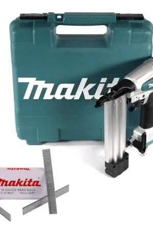 Makita AF 506 Cloueur à air comprimé 15-50mm 4.3-8.3 bar + 5000x Clous à refouler 15mm galvanisé + Coffret Top Vente