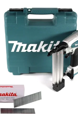 Dernière Chance Makita AF 506 Cloueur Pneumatique 15-50mm 4,3-8,3bar + 5000x clous à tête refoulée - 32mm - Galvanisés + Coffret