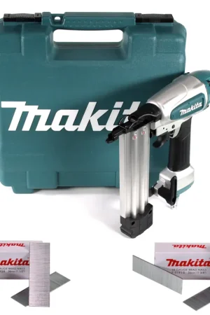 Achat Immédiat Makita AF 506 cloueur à tête refoulée à air comprimé 15-50mm 4.3-8.3bar + 10000x clou à tête refoulée 35/38mm galvanisé + mallette