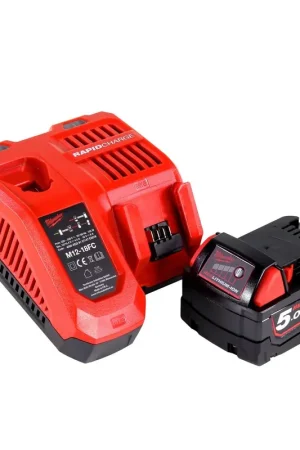 Milwaukee M18NRG-501 Set de démarrage 18V avec Batterie M18 B5 5,0Ah + Chargeur M12-18FC Quantité Limitée