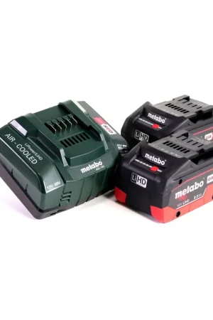 Top Vente Metabo Set de base 18V: 2x Batteries LiHD 8,0Ah + Chargeur ASC 145 (627378000) (625369000)