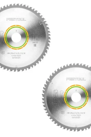 Jusqu'à Épuisement Des Stocks Festool HW Lame de scie circulaire 216 x 2,3 x 30 mm, W60 - 216 mm, 60 dents - 2pcs. (2x 500125)