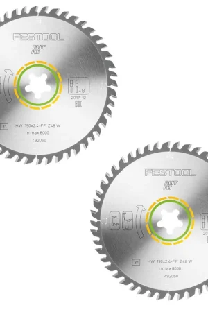 Festool HW Lame de scie circulaire 190 x 2,4 mm xFF - W48 190 mm - 48 dents, FastFix - 2 pcs. (2x 492050) Haute Qualité