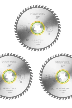 Festool WOOD FINE CUT HW Lame de scie circulaire denture fine, 190 x 2,4 mm FF W48, 48 dents, FastFix, 3 pcs. (3x 492050) Réduction