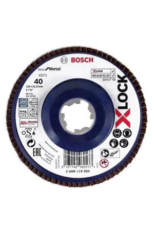 Bosch X571 X-LOCK Plateau à lamelles 125x22,23mm K40 - Best for Metal - modèle standard ( 2608619209 ) Produit De Marque