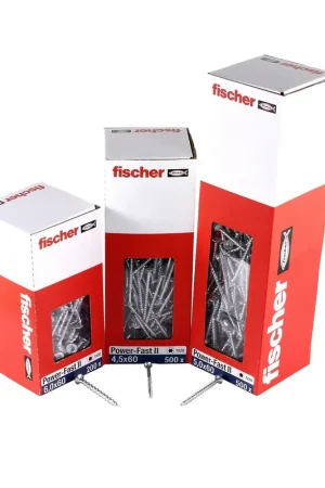 Fischer Power-Fast II FPF II Vis à bois aggloméré 4,5x60mm, Tête fraisée, Torx, Filetage partiel, Zingué et passivé bleu, 500 pcs. (670275) Expédié Aujourd'hui