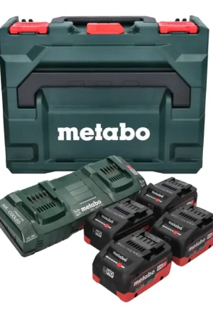 Nouvel Arrivage Metabo Kit de base - 4x Batteries LiHD 18 V 5,5 Ah Li-Ion système CAS (685180000) + Chargeur double ASC 145 DUO + ​​metaBOX