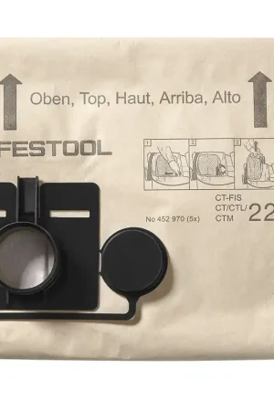 Prix Promo Festool FIS-CT 22/5 Sac à poussière 5 pièces ( 452970 ) pour CT 22 aspirateur de mucosités