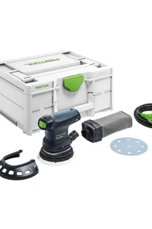 Festool ETS 125 REQ-Plus Ponceuse excentrique 125mm, 2mm 250W + Coffret Systainer + Accessoires ( 574636 ) + Sac à poussière Bon Plan