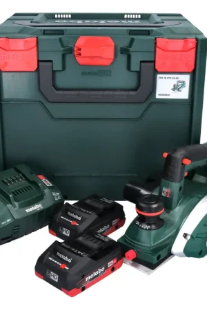 Metabo HO 18 LTX 20-82 Rabot à batterie 18 V 82 mm + 2x Batteries 4,0 Ah + Chargeur + Coffret metaBOX Seulement Aujourd'hui
