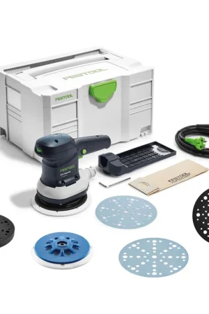 Festool ETS 150/5 EQ-Plus Ponceuse excentrique 310 W 150 mm + 150x disque de ponçage + 2x Protection Pad + plateau de ponçage+ Interface Pad + systainer Promotion Saisonnière