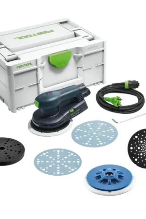 Prix Cassé Festool ETS EC 150/5 EQ-Plus Ponceuse excentrique 400 W 150 mm Brushless + 250x disque de ponçage + 2x Protection Pad + Interface Pad + plateau de ponçage + systainer