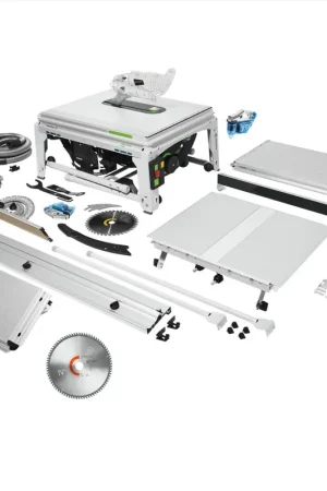 Authentique Festool TKS 80 EBS Set de scie sur table 2200 watts 254 mm + Lame de scie circulaire spéciale TF80 L + 1x Cartouche KT-TKS 80 (575828) (575977) (575851)